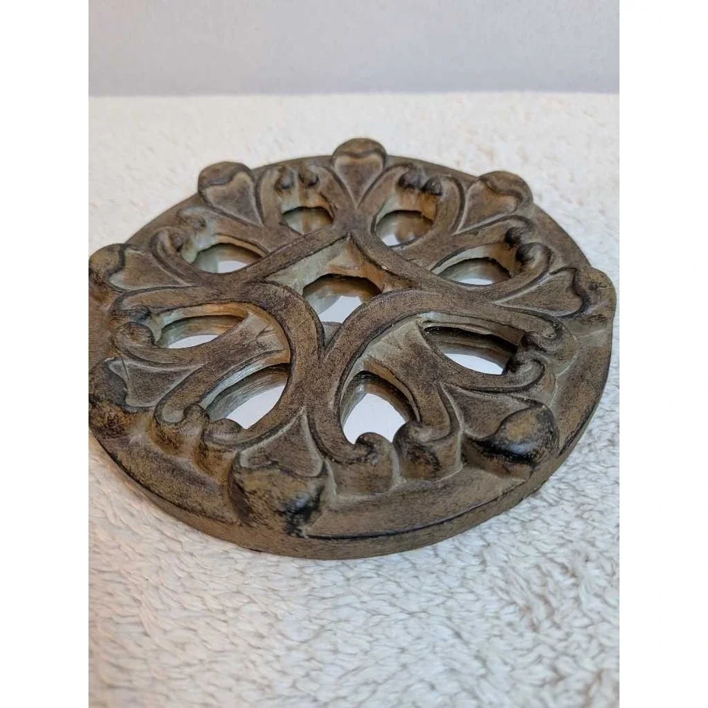 Ornate Decorative Round Mirrors Set of 3 Brown Rustic Vintage Accent